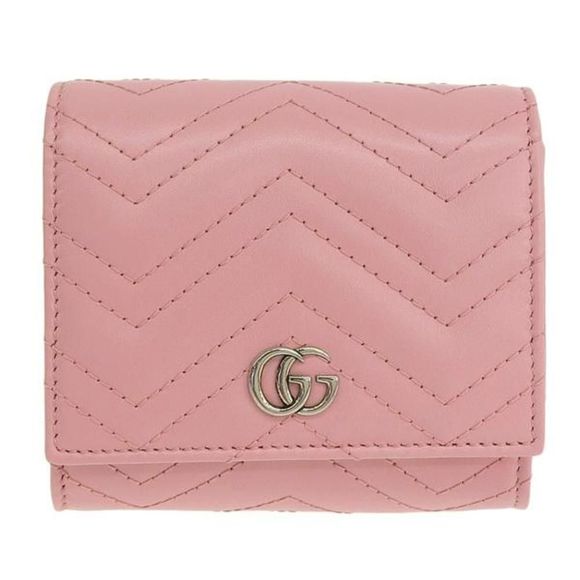Gucci Wallet Bifold Outlet Leather GG Marmont Pink - Picture 1 of 5
